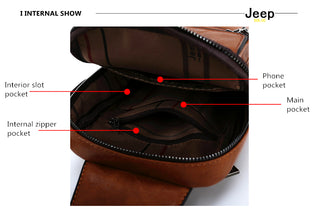 JEEP BULUO Brand Fashion Sling Bags High Quality Men Bags Split Leather Large Size Shoulder Crossbody Bag For Young Man