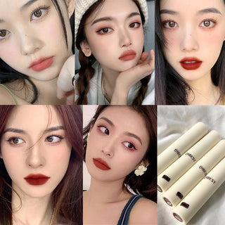 QIBEST Lip Gloss 8 Colors Nude Matte Chocolate Lipstick Waterproof Long Lasting Women Red Lip Tint Velvet Lip Glaze Cosmetics