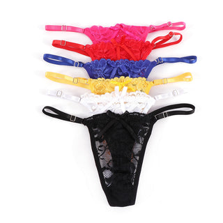 Women Thongs and G Strings Mini Thong Underwear Lace Panties Transparent Lingerie Briefs Women Sexy Adjustable Mujer