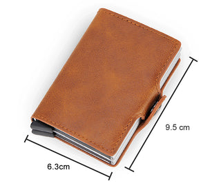 Credit Card Holder Wallet Leather Metal Aluminum