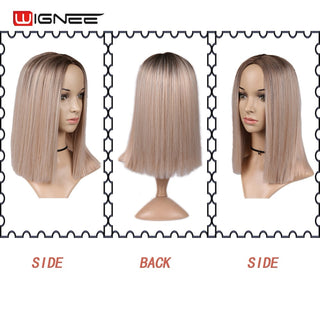 Wignee Straight Short Hair Synthetic Wigs For Women Heat Resistant Ombre Daily Soft Hair Glueless Daily Fiber Wigs Red Hair