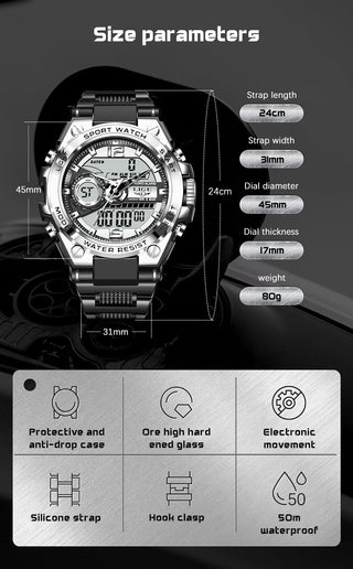 LIGE Digital Men Military Watch 50m Waterproof Wristwatch LED Quartz Clock Sport Watch Male Big Watches Men Relogios Masculino ALODIA STORE