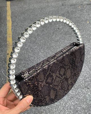 Luxury Colored Diamond Half Moon Women Purses and Handbags Evening Bag Serpentine Designer Party Clutch Bag Chic Wedding Bag