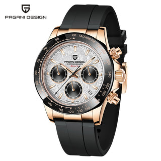 PAGANI DESIGN Top Brand New Rubber Strap Chronograph Watch Men Quartz Wristwatch Luxury Sapphire Glass Sports Watch Men Relogio