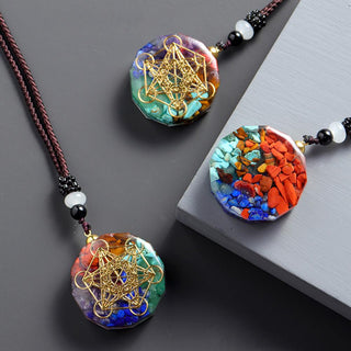 Natural Crystal Chakra Orgone Energy 7 Chakra Stones Pendant Energizing Necklace Absorbs Negative Energy Bring Lucky Necklace