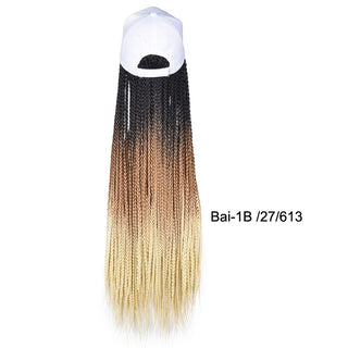 Box Braids Baseball Cap Wig 24inch Long Synthetic Braid Wigs Hat with Braiding Hair Extensions For Black Women Adjustable Size