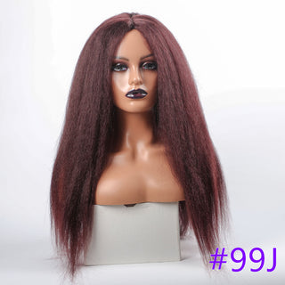 Long Kinky Straight Synthetic Wigs for Black Women Black Brown Blonde Ginger Red White Hair Afro Wigs Synthetic STW Hair Wigs