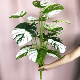 Plantes falses de 75 cm i 24 forquilles, branca d'arbre de monstera artificial gran, fulla de tortuga falsa de palmera tropical de plàstic per a la decoració de l'habitació del jardí de la llar