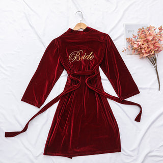 Women Sexy Bride Wedding Robe Sleepwear Velvet Intimate Lingerie women sexy