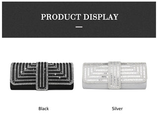 Black Clutch Purse and Handbag with Rhinestone Women