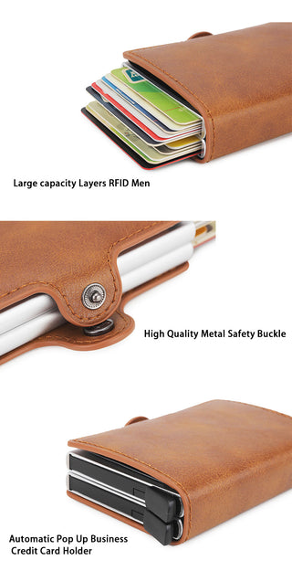 Credit Card Holder Wallet Leather Metal Aluminum