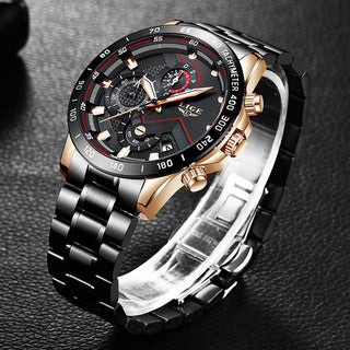 LIGE Men Watches Top Brand Luxury Stainless Steel Blue Waterproof Quartz Watch Men Fashion Chronograph Male Sport Military Watch