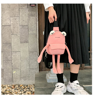 Personality Girl Small Bag Cartoon Cute Frog Bag Casual Messenger Bag Chest Bag Unisex Shoulder Crossbody Bag Nylon Women Bag