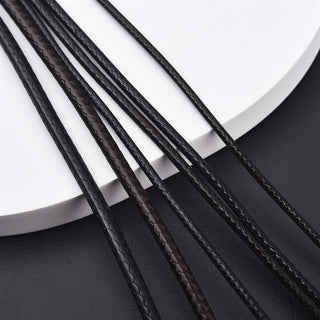 45/50/60cm Black Brown Braid Wax Cord DIY Pendant Necklace Jewelry Making Handmade Leather Rope Steel Clasp String Chain