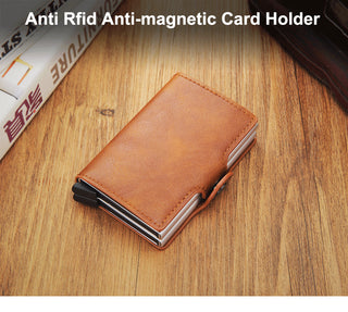 Credit Card Holder Wallet Leather Metal Aluminum