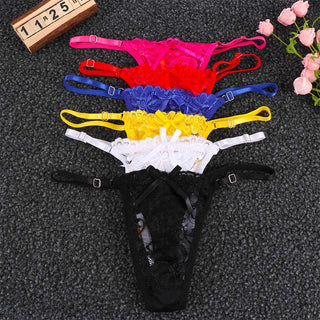 Women Thongs and G Strings Mini Thong Underwear Lace Panties Transparent Lingerie Briefs Women Sexy Adjustable Mujer