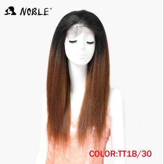 Noble Synthetic Lace Front Wig Long Kinky Straight Baby Hair 26 Inch Wigs For Black Women 0mbre wig Lace Front Synthetic Wigs