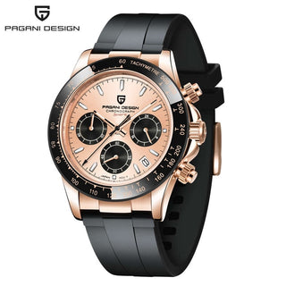 PAGANI DESIGN Top Brand New Rubber Strap Chronograph Watch Men Quartz Wristwatch Luxury Sapphire Glass Sports Watch Men Relogio