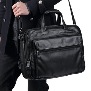 Large Men Leather Handbgs Male Genuine Leather Business Travel Brifcases Bag Men&#39;s 15.6 Inch Laptop Shoulder Bag Business A4 Bag