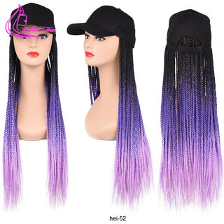 Box Braids Baseball Cap Wig 24inch Long Synthetic Braid Wigs Hat with Braiding Hair Extensions For Black Women Adjustable Size