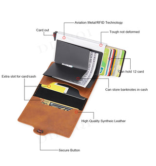 Credit Card Holder Wallet Leather Metal Aluminum