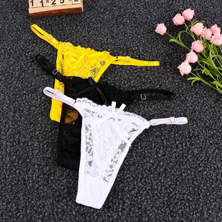 Women Thongs and G Strings Mini Thong Underwear Lace Panties Transparent Lingerie Briefs Women Sexy Adjustable Mujer