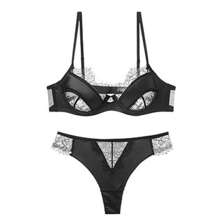 CINOON Sexy Eyelash Lace Bra Set Women Lingerie French Embroidery Bralette Push Up Brassiere Female Underwear Bra and Panty Set