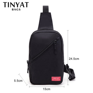 TINYAT Sling bag For 7.9 pad Black Casual Functional Men Chest Bag Pack dual earphone jack Men Shoulder Messenger Bags Pack Bag