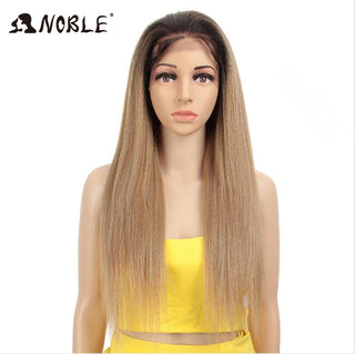 Noble Synthetic Lace Front Wig Long Kinky Straight Baby Hair 26 Inch Wigs For Black Women 0mbre wig Lace Front Synthetic Wigs