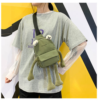 Personality Girl Small Bag Cartoon Cute Frog Bag Casual Messenger Bag Chest Bag Unisex Shoulder Crossbody Bag Nylon Women Bag