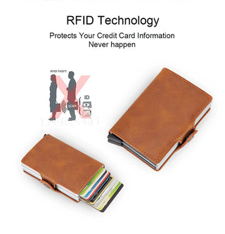 Credit Card Holder Wallet Leather Metal Aluminum