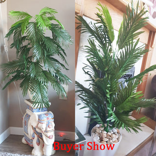 Palmera tropical de 90 cm, plantes artificials grans, fulles de palmera de seda monstera, gran cocoter sense test per a la decoració del jardí de la llar