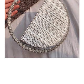 Luxury Colored Diamond Half Moon Women Purses and Handbags Evening Bag Serpentine Designer Party Clutch Bag Chic Wedding Bag