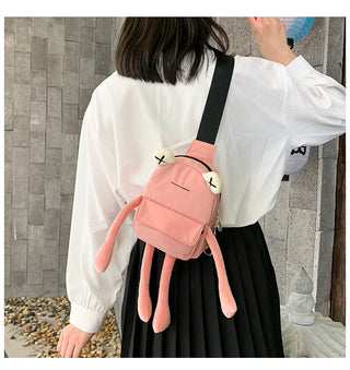 Personality Girl Small Bag Cartoon Cute Frog Bag Casual Messenger Bag Chest Bag Unisex Shoulder Crossbody Bag Nylon Women Bag