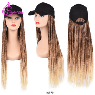 Box Braids Baseball Cap Wig 24inch Long Synthetic Braid Wigs Hat with Braiding Hair Extensions For Black Women Adjustable Size