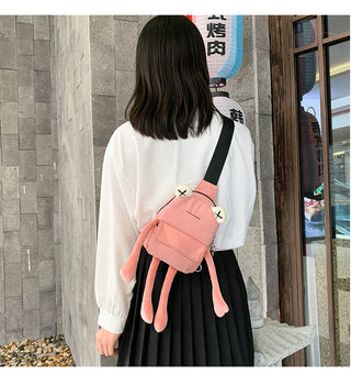 Personality Girl Small Bag Cartoon Cute Frog Bag Casual Messenger Bag Chest Bag Unisex Shoulder Crossbody Bag Nylon Women Bag