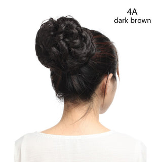 HAIRRO Synthetic Chignon Drawstring Scrunchies Elastic Band Hair Bun Straight Updo Hairpiece Synthetic Hair Natural Fake Hair