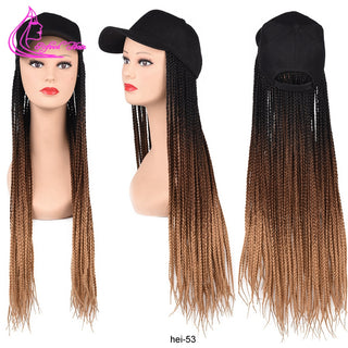 Box Braids Baseball Cap Wig 24inch Long Synthetic Braid Wigs Hat with Braiding Hair Extensions For Black Women Adjustable Size