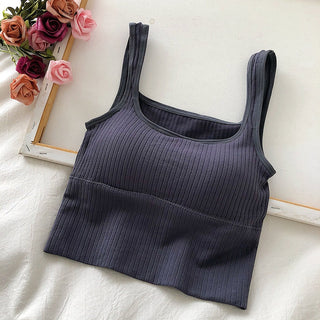 Summer Y2k Top Women Basic Streetwear CropTops Solid Color Casual Tank Top Woman Slim Elasticity TShirt Backless Camisole Female