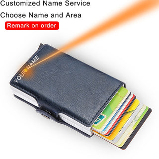 Credit Card Holder Wallet Leather Metal Aluminum