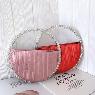 Luxury Colored Diamond Half Moon Women Purses and Handbags Evening Bag Serpentine Designer Party Clutch Bag Chic Wedding Bag