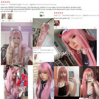 Lolita synthetic Wig Pink Wig Blonde wig Long Streight hair With Bangs Natural wigs For women hair Cosplay Wig