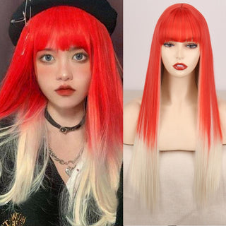 Lolita synthetic Wig Pink Wig Blonde wig Long Streight hair With Bangs Natural wigs For women hair Cosplay Wig