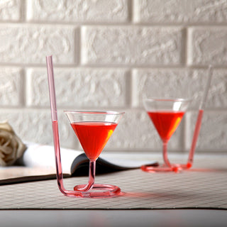 Transparent Glass Spiral Cocktail Glasses Long Tail Vampire Glasses Straw Glasses For Martini Champagne Party Bar Supplies ALODIA STORE