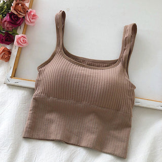 Summer Y2k Top Women Basic Streetwear CropTops Solid Color Casual Tank Top Woman Slim Elasticity TShirt Backless Camisole Female