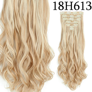 24Inchs 16 Clips in Hair Extensions Long Straight Hairstyle Synthetic Blonde Black Hairpieces Heat Resistant False Hair