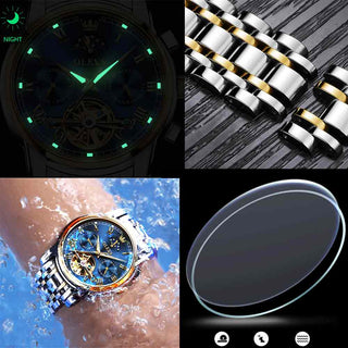 Rellotge OLEVS per a home Rellotge mecànic automàtic Stianless Top Brand Fase lunar de luxe Rellotge de polsera Tourbillon Esquelet Reloj hombres