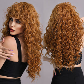 7JHH WIGS Long Wavy Wig for Woemn Natural Curly Hair Wig Synthetic Hair for Women Daily Cosplay Heat Resistant Fiber Wigs Blonde