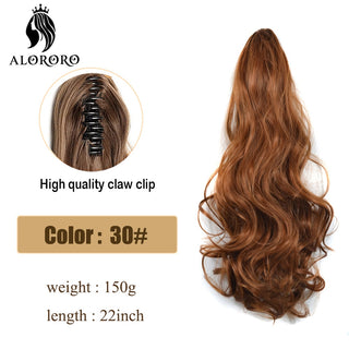 Synthetic 22inch Claw Clip Ponytail Hair Extension Wavy Ponytail Synthetic Ponytail Hair Clip For Women Pony Tail Hairpiece