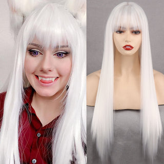 Lolita synthetic Wig Pink Wig Blonde wig Long Streight hair With Bangs Natural wigs For women hair Cosplay Wig